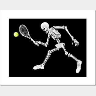 skeleton playing tennis Posters and Art